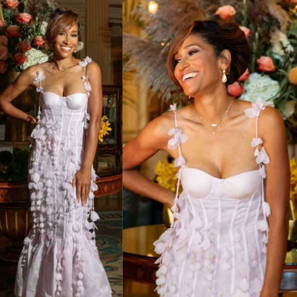 Zimmermann Dresses & Skirts - Zimmermann Botanica Petal Floral Applique Lilac Purple Silk Linen Bustier Gown